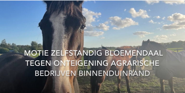 motie zelfstandig bloemendaal onteigening agrariërs